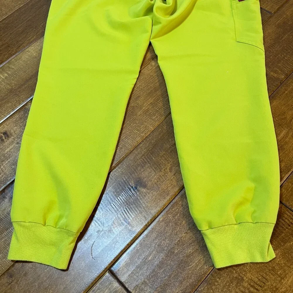 Figs High Waist Zamora Jogger Scrub Pants Nurse Doctor Limeade Yellow Size Small - Picture 10 of 10